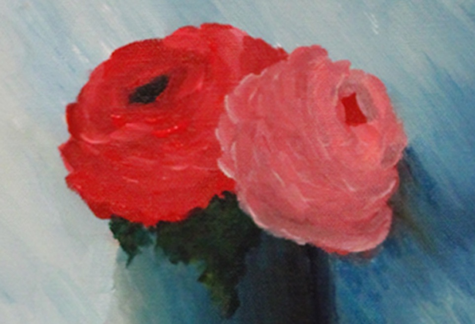 Two Roses Painting Close Up #1